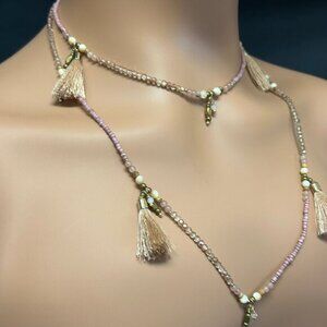 Nakamol Crystal & Stone Beaded Tassel Necklace